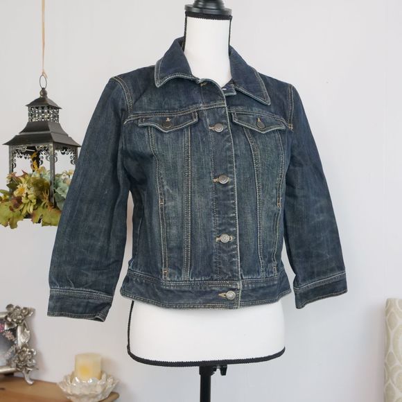 LOFT Jackets & Blazers - Ann Taylor Cropped Jean Jacket Button Front Sz 8